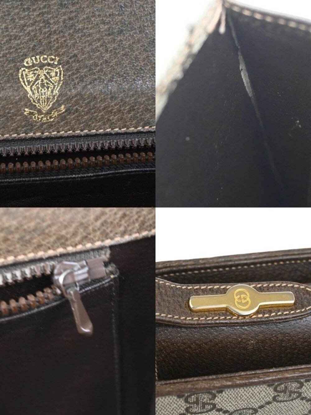 GUCCI Logo GG Pattern Sherry Flap Shoulder Bag PVC Leather Brown GHW 67KC907 - Picture 15 of 16